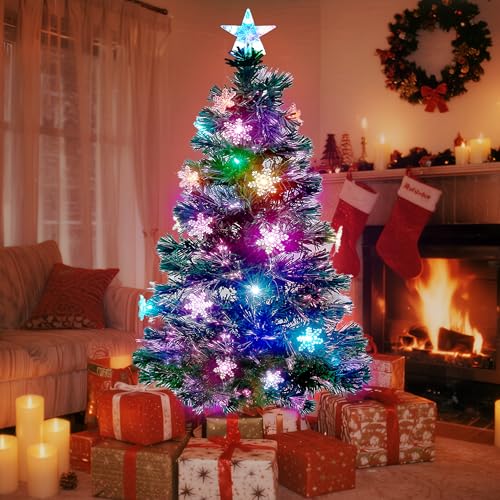 5 FT Fiber Optic Christmas Tree with Lights Artificial Xmas Trees