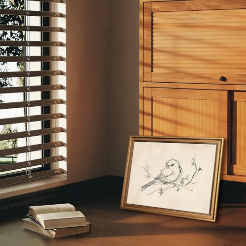 Vintage Gold Framed Bird Printing Wall Art for Living Room
