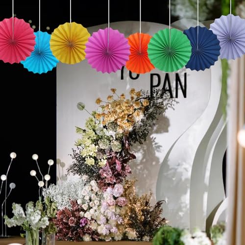 Green Party Decorations Green Hanging Paper Round Fans Bulk 12inch DIY (12 Count)