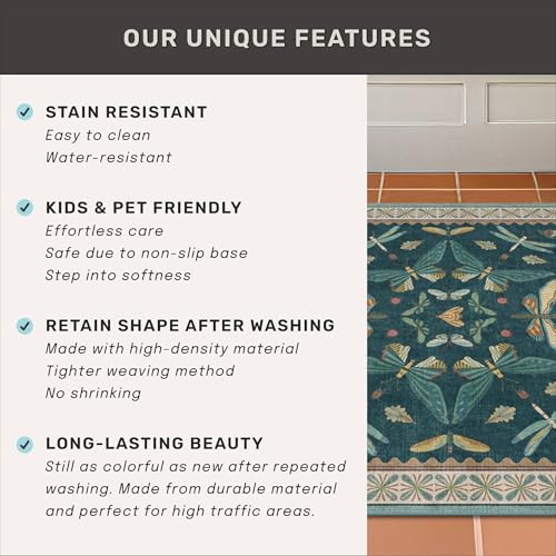 Vintage Teal Area Rugs for Living Room 6x8 (48 Sq Ft)