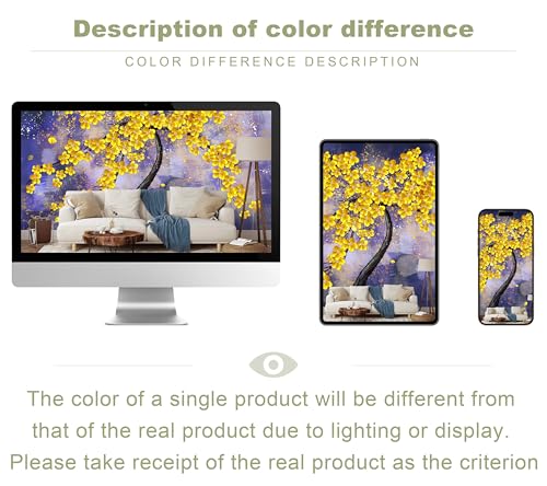 Yellow Flower Tree Wall Mural Purple Background Wallpaper