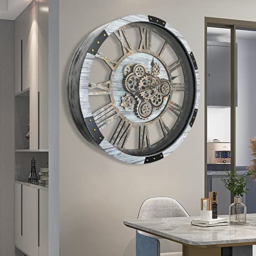 24" Large Wall Clock with Moving Gears