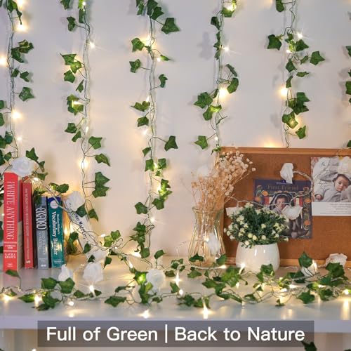 33FT 100 LED Ivy Vine with Fairy Lights Plug in Clear Wire