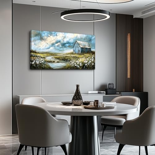 Wall Art For Living Room Gray Canvas Wall Decor For Bedroom Field Scenery Flower Watercolour Painting Restaurant Office Decorations Wall Pictures Printing Artwork Home Decor 20x40 In