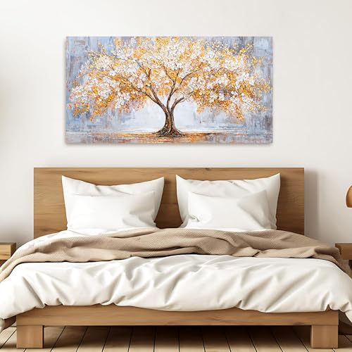 Canvas Wall Art Decor For Living Room 20"X 40" Golden Tree of Life Wall Art