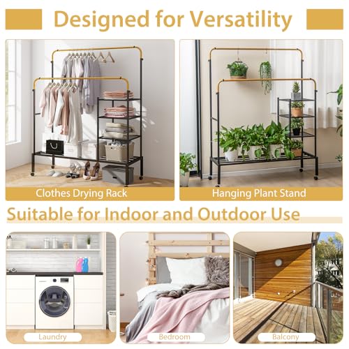 Rolling Double Rods Garment Rack