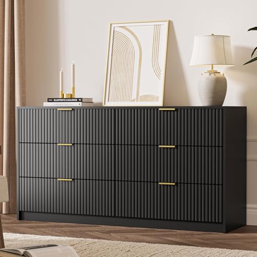 Black 6 Drawer Dresser for Bedroom