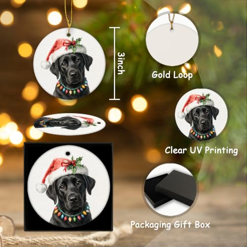 Santa Black Labrador Christmas Ceramic Ornament