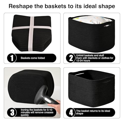 Black Storage Baskets for Shelves (4 Count)