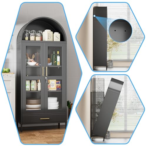 Arched Cabinet with Glass Doors