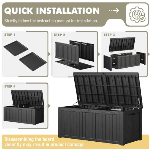 220 Gallon Outdoor Storage Box Waterproof Deck Box for Patio