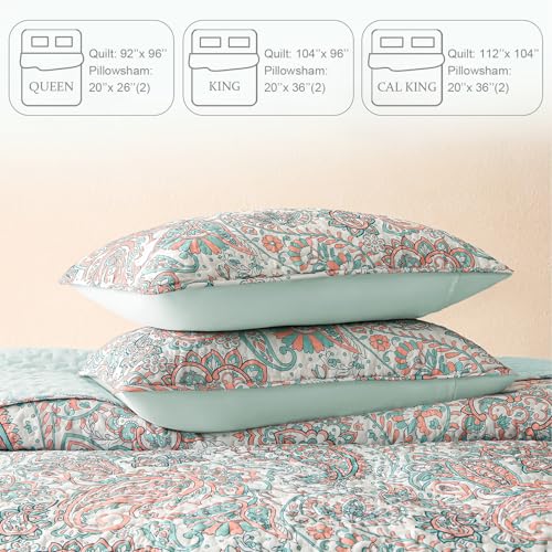 Reversible Boho Quilts Queen Size Aqua