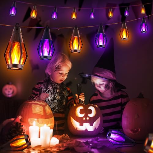 27FT 10 LED Solar Flame Halloween String Lights