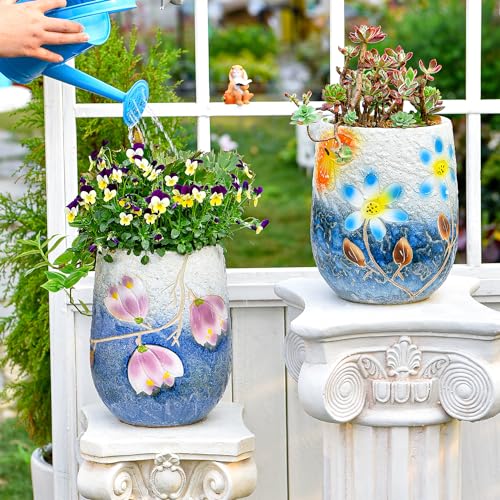 10.6 Inch Hand Painted Ceramic Succulent Plant Pot