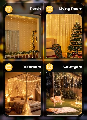 2 Pack 300 LED Fairy Curtain Lights