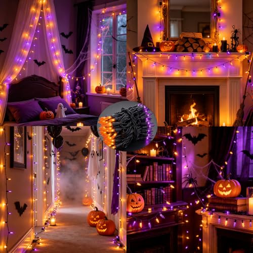 Purple and Orange Halloween Lights (21 Foot)