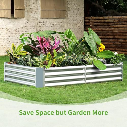 3 Pack 6×3×1ft Galvanized Metal Raised Garden Bed (3 Count)