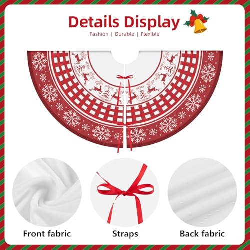 Christmas Tree Skirt 36inch Red Deer Rustic Xmas Decor for Party