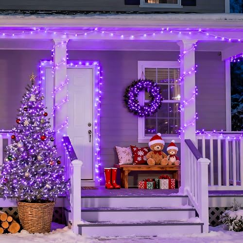 Connectable 8 Modes 100 LED Purple Halloween Lights Indoor Plug in (33 Foot)