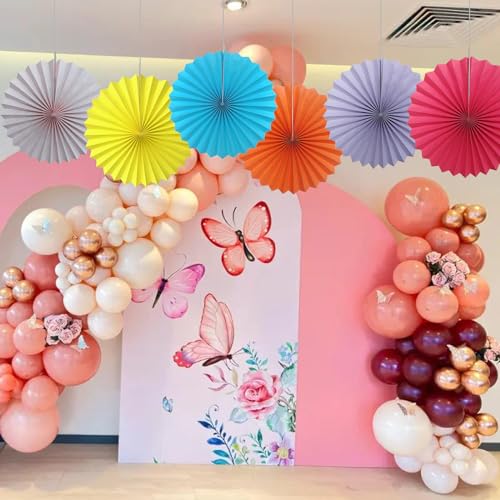 Pink Birthday Decorations DIY Pink Paper Fans Set Hanging Decoration 16in