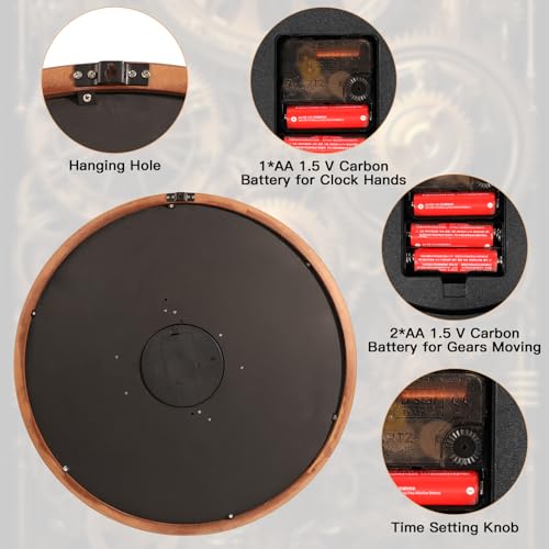 27 inch Large Real Moving Gears Wall Clocks for Living Room Decor