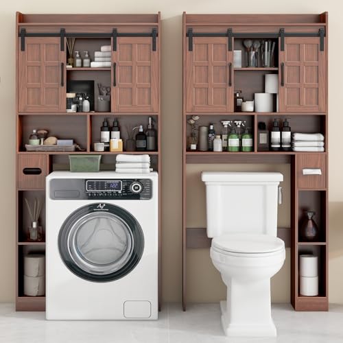 Over The Toilet Storage Cabinet with Sliding Doors