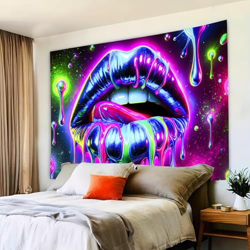 Blacklight Tapestry Geometric Dripping Wall Art 78 x 59 Inch
