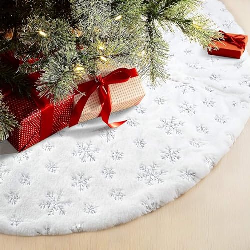 48inch White Christmas Tree Skirt Tree Carpet Blanket