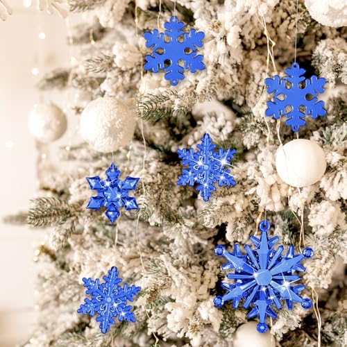 Navy Blue 40 Pcs Christmas Snowflake Ornaments for Xmas Tree (40 Count)