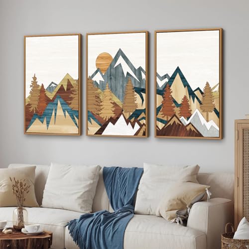 Vintage Mountain Framed Canvas Wall Art (3 Count)