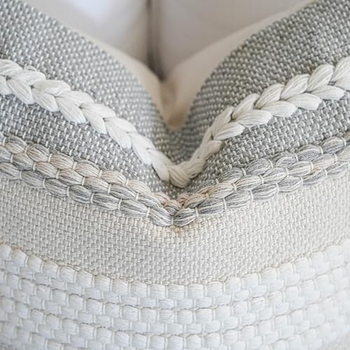 Decorative Lumbar Throw Pillow Cover 14x24 Boho Gray Accent Cushion for Couch Sofa Farmhouse Pillowcase for Bedroom Living Room Home Décor Cover ONLY