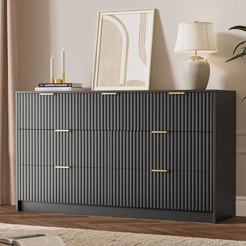 Black 7 Drawer Dresser for Bedroom