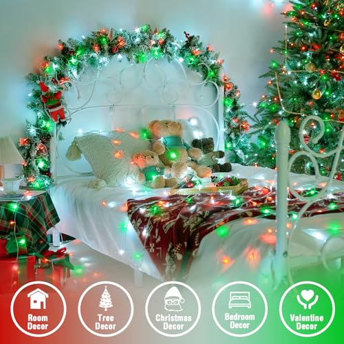 163ft 500 LED Red White and Green Christmas Lights with 8 Modes (163 Foot)