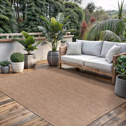 Washable Indoor Outdoor Rug 6x9 Weather Resistant Area Rugs Modern Solid Jute Rug for Porch Deck Balcony Backyard Patio Outside Carpet
