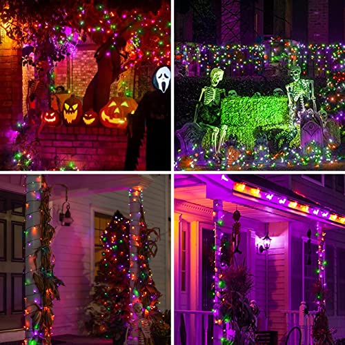 Brown Wire Orange & Purple & Green 100 Incandescent Bulb Mini String Lights for Indoor Halloween Tree Home Garland Birthday Wedding Party Festival Decoration (100 Count)