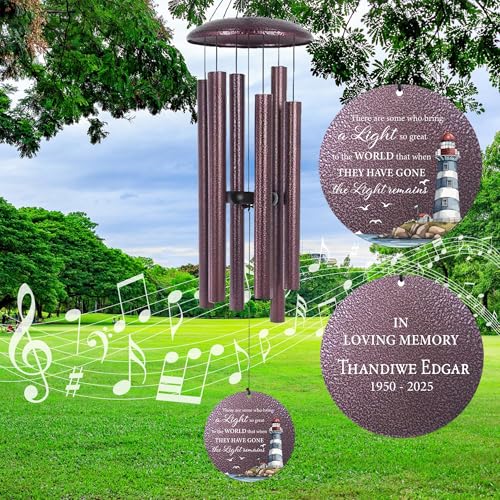 30/36/45inch Personalized Memorial Wind Chimes for Loss of Loved One, Memorial Gifts for Loss of Mother/Father, Sympathy Gifts for Funeral Condolence Bereavement Grief