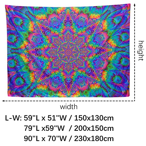 Blacklight Mandala Tapestry 59"x51"