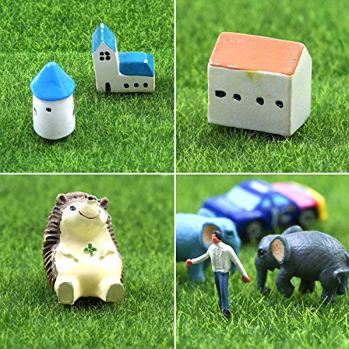 12 Pieces Fake Grass for Crafts Fairy Garden 6 x 6 Inches Artificial Garden Grass for Miniature Ornament Dollhouse DIY Decoration (12 Count)