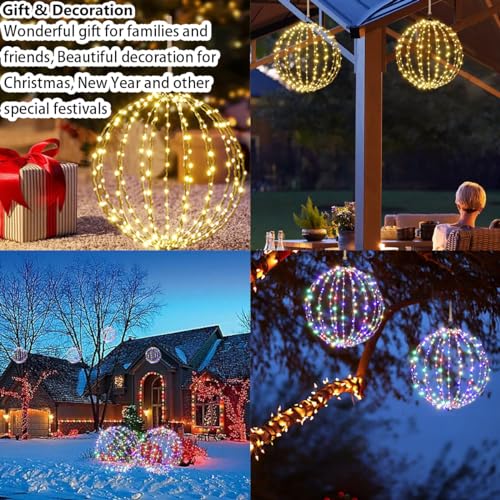 16" Large Outdoor Hanging Lighted Sphere (2 Count)
