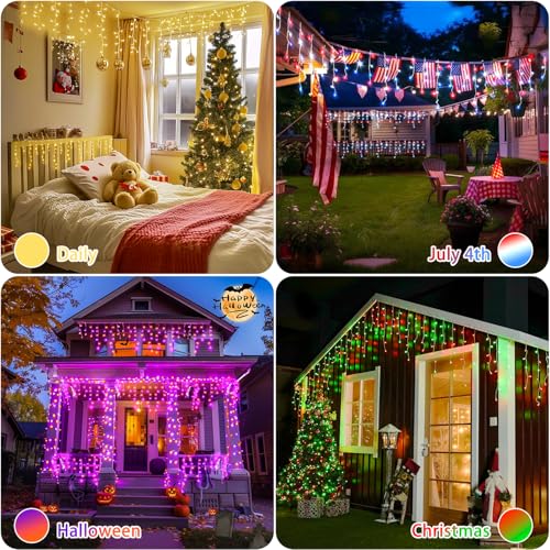 400 LED Smart RGB Icicle Lights for Outside (42.6 Foot)