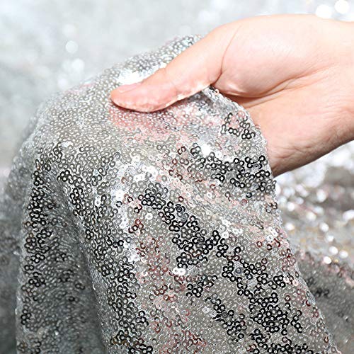 Sequin Tablecloth 90x156 Inch Silver for Disco Wedding Party