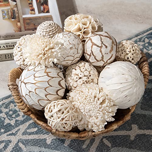 Large Decorative Balls Bowl Filler Decor Orbs White & Cream