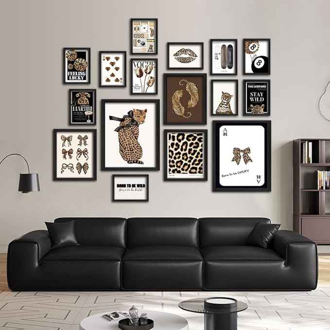 ANERZA 16 PCS Stockholm Style Room Decor, Cheetah Print Leopard Gallery Wall Art Prints Set for Bedroom, Preppy Posters for Living Room Aesthetic, Trendy Collage Kit Pictures, Funky Dorm Home Decor