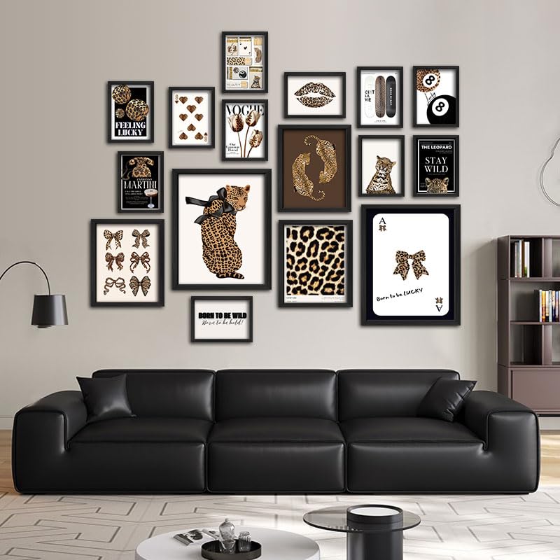 16 PCS Framed Leopard Wall Art Decor (16 Count)