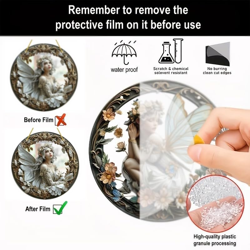 Flower Fairy Garden Decorations Angel Wing Christmas Halloween Deco Statue Art Elf Sculpture Hanging Craft for Outdoor Yard Courtyard Lawn Patio Window Acrylic Ornament Home Gift