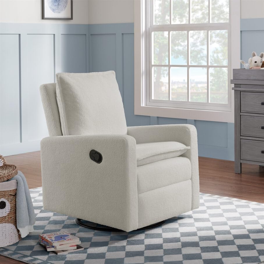 Uptown Upholstered Glider Recliner Rocking Chair 360° Swivel for Nursery and Living Room