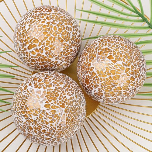 3 Pcs Mosaic Glass Orbs Decorative Balls (3 Count)