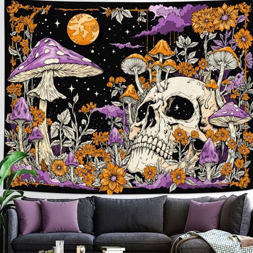 Skull Mushroom Tapestry