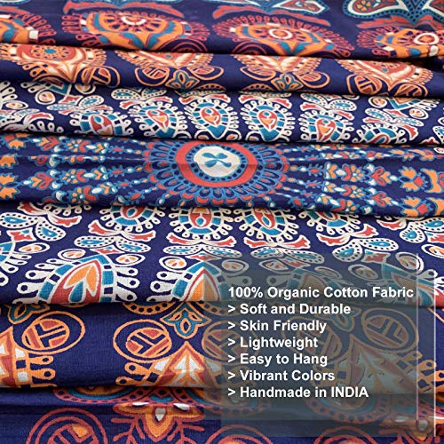 Blue Orange Tapestry Mandala Wall Hanging
