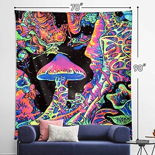 Blacklight Mushroom Tapestry